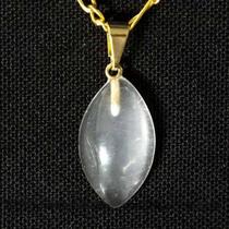 Colar Mini Navete 20mm Pedra Cristal Opalado Natural Dourado Colar Mini Navete 20mm Pedra Cristal Opalado Natural Dourado