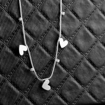 Colar Minimalista Corações e Zircônias 40 CM Love Banhado a Prata Colar Minimalista Corações e Zircônias 40 CM Love Banhado a Prata