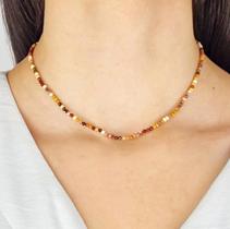 Colar Minimalista Facetado de Jaspe Mookaite - Jovialidade e Disposição