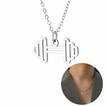 Colar Minimalista Fitness Academia Aço Inoxidável Tendência Exercício Funcional Halter Estiloso Trending Estilo:Prateado