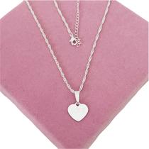 Colar Mininalista com Pingente Coração Escrito Love