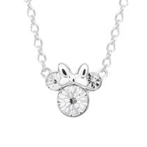 Colar Minnie Mouse - Pedra de Abril Banhado a Prata