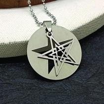 Colar Místico Hexagrama Unicursal Thelema Aço Prata Colar Místico Hexagrama Unicursal Thelema Aço Prata