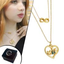 Colar Mix Mãe Nossa Senhora Infinito Banhado a Ouro