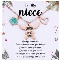 Colar MIXJOY Ohana Means Family em ouro rosa com 3 pingentes Colar MIXJOY Ohana Means Family em ouro rosa com 3 pingentes