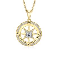 Colar Mkhhy Compass em ouro real 18k preenchido com diamante