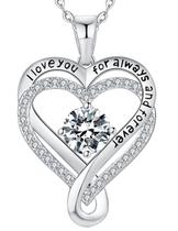 Colar Mkhhy Diamond Birthstone Infinity Heart S925 em prata Colar Mkhhy Diamond Birthstone Infinity Heart S925 em prata
