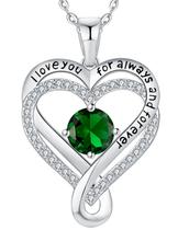 Colar Mkhhy Infinity Heart Birthstone Silver para mulheres Colar Mkhhy Infinity Heart Birthstone Silver para mulheres