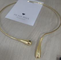 Colar , modelo Aro gotas ,banhado a ouro.