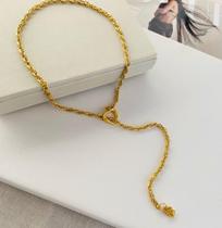 Colar modelo Gravata folheado a ouro fecho de coração pingente Pet patinha