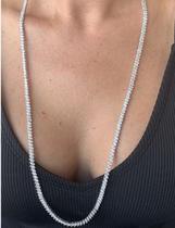 Colar modelo riviera banhado com zircônias brancas 80cm