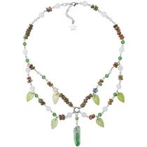 Colar MOSTORY Woodland Ren Faire de cristal frisado verde