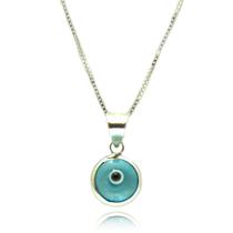 Colar Murano Olho Grego Azul Claro Prata Legitima 925 Colar Murano Olho Grego Azul Claro Prata Legitima 925
