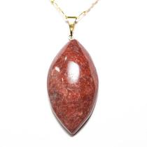 Colar Navete Folha Dolomita Vermelha Pedra Natural Colar Navete Folha Dolomita Vermelha Pedra Natural