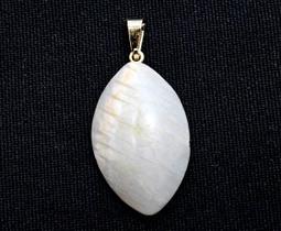 Colar Navete Folha Feldspato Pedra Natural Colar Navete Folha Feldspato Pedra Natural