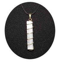 Colar Nlux Espiral Canudo Selenita Grande Montagem Dourado