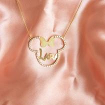 Colar Nome Personalizada Lara design minnie em zircônia Semijoias - Pronta Entrega