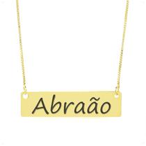 Colar Nome Personalizado Chapinha Gravação Abraão Banhado Ouro 18K - 999004147
