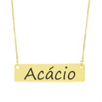 Colar Nome Personalizado Chapinha Gravação Acácio Banhado Ouro 18K - 999004148