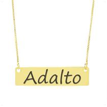 Colar Nome Personalizado Chapinha Gravação Adalto Banhado Ouro 18K - 999004149