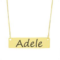 Colar Nome Personalizado Chapinha Gravação Adele Banhado Ouro 18K - 999004224 Colar Nome Personalizado Chapinha Gravação Adele Banhado Ouro 18K - 999004224
