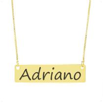 Colar Nome Personalizado Chapinha Gravação Adriano Banhado Ouro 18K - 999004150