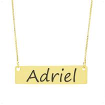 Colar Nome Personalizado Chapinha Gravação Adriel Banhado Ouro 18K - 999004151