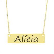 Colar Nome Personalizado Chapinha Gravação Alícia Banhado Ouro 18K - 999004230 Colar Nome Personalizado Chapinha Gravação Alícia Banhado Ouro 18K - 999004230