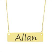 Colar Nome Personalizado Chapinha Gravação Allan Banhado Ouro 18K -999004004