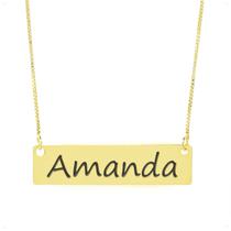 Colar Nome Personalizado Chapinha Gravação Amanda Banhado Ouro 18K - 999004233