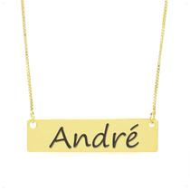 Colar Nome Personalizado Chapinha Gravação André Banhado Ouro 18K - 999004005 Colar Nome Personalizado Chapinha Gravação André Banhado Ouro 18K - 999004005