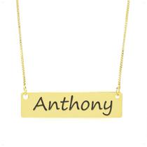 Colar Nome Personalizado Chapinha Gravação Anthony Banhado Ouro 18K - 999004006 Colar Nome Personalizado Chapinha Gravação Anthony Banhado Ouro 18K - 999004006
