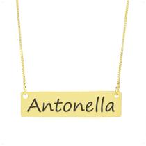 Colar Nome Personalizado Chapinha Gravação Antonella Banhado Ouro 18K - 999004238