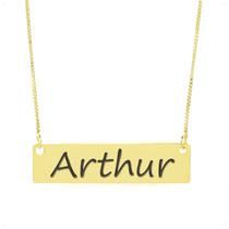 Colar Nome Personalizado Chapinha Gravação Arthur Banhado Ouro 18K - 999004156