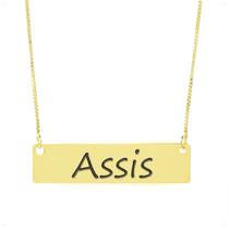 Colar Nome Personalizado Chapinha Gravação Assis Banhado Ouro 18K - 999004158 Colar Nome Personalizado Chapinha Gravação Assis Banhado Ouro 18K - 999004158
