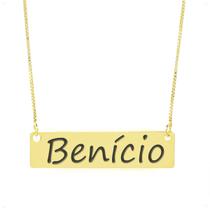 Colar Nome Personalizado Chapinha Gravação Benício Banhado Ouro 18K - 999004007
