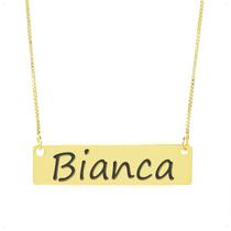 Colar Nome Personalizado Chapinha Gravação Bianca Banhado Ouro 18K - 999004250 Colar Nome Personalizado Chapinha Gravação Bianca Banhado Ouro 18K - 999004250