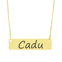 Colar Nome Personalizado Chapinha Gravação Cadu Banhado Ouro 18K - 999004015