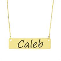 Colar Nome Personalizado Chapinha Gravação Caleb Banhado Ouro 18K - 999004001