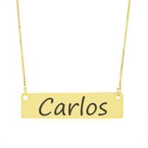 Colar Nome Personalizado Chapinha Gravação Carlos Banhado Ouro 18K - 999004167