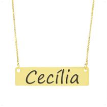 Colar Nome Personalizado Chapinha Gravação Cecília Banhado Ouro 18K - 999004263