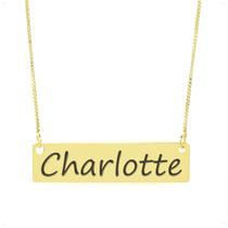 Colar Nome Personalizado Chapinha Gravação Charlotte Banhado Ouro 18K - 999004264