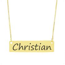 Colar Nome Personalizado Chapinha Gravação Christian Banhado Ouro 18K - 999004170