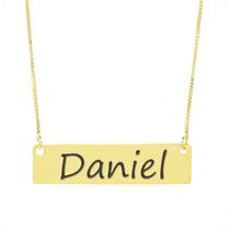 Colar Nome Personalizado Chapinha Gravação Daniel Banhado Ouro 18K - 999004018
