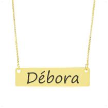 Colar Nome Personalizado Chapinha Gravação Débora Banhado Ouro 18K - 999004278