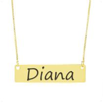 Colar Nome Personalizado Chapinha Gravação Diana Banhado Ouro 18K - 999004282 - Shop Horus
