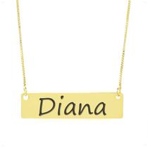 Colar Nome Personalizado Chapinha Gravação Diana Banhado Ouro 18K - 999004282 Colar Nome Personalizado Chapinha Gravação Diana Banhado Ouro 18K - 999004282