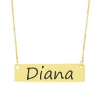 Colar Nome Personalizado Chapinha Gravação Diana Banhado Ouro 18K - 999004282