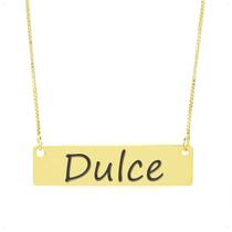 Colar Nome Personalizado Chapinha Gravação Dulce Banhado Ouro 18K - 999004290 Colar Nome Personalizado Chapinha Gravação Dulce Banhado Ouro 18K - 999004290