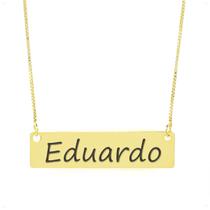 Colar Nome Personalizado Chapinha Gravação Eduardo Banhado Ouro 18K - 999004178 Colar Nome Personalizado Chapinha Gravação Eduardo Banhado Ouro 18K - 999004178